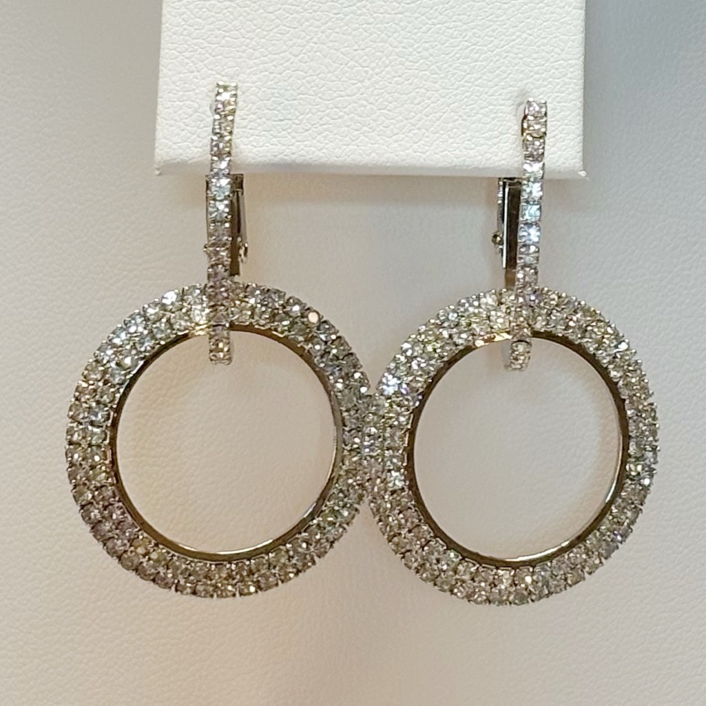 Nwt Silver 2-In-1 Rhinestone Hoop Earrings